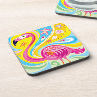 Pink Flamingo with Starfish Coaster