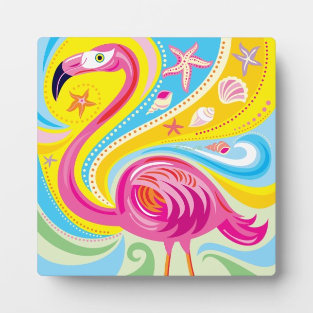 Pink Flamingo with Starfish Plaque (Front)
