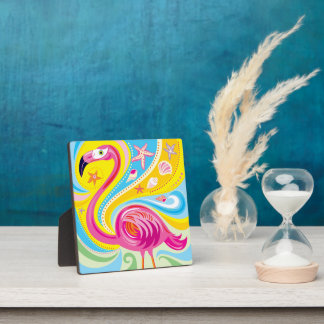 Pink Flamingo with Starfish Plaque