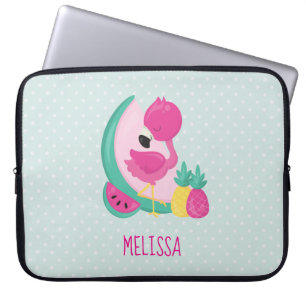 Pink Flamingo with Watermelon & Pineapples Laptop Sleeve