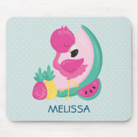Pink Flamingo with Watermelon & Pineapples