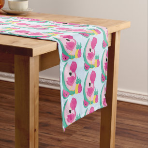Pink Flamingo with Watermelon & Pineapples Short Table Runner