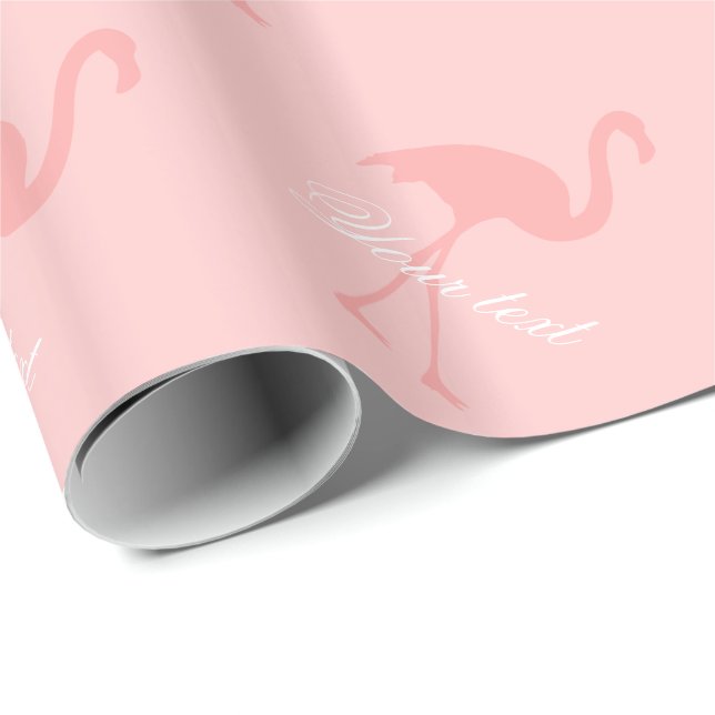 Pink flamingo wrapping paper | Personalized text (Roll Corner)