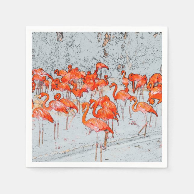 Pink Flamingoes Napkins (Front)