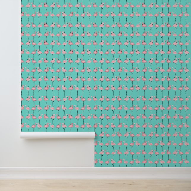 Pink Flamingoes on Turquoise Wallpaper (Application)
