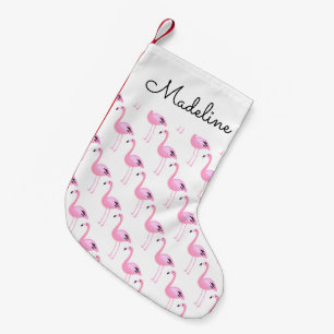 Pink Flamingos   Add Your Name Small Christmas Stocking