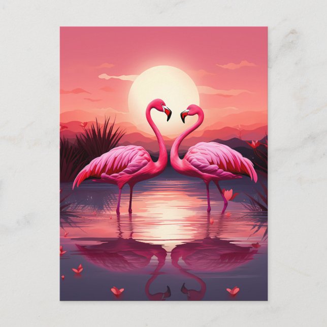Pink Flamingos at Sunset Postcard (Front)