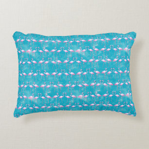 Pink Flamingos Beach Summer Accent Pillow