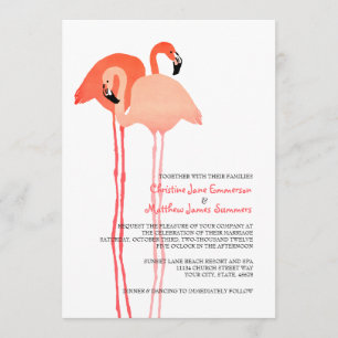 Pink Flamingos Beach Wedding Invitations