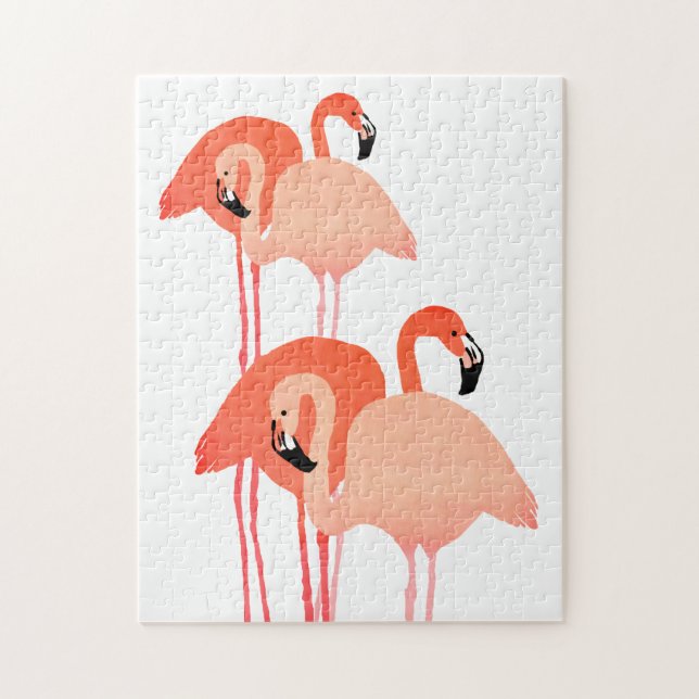 Pink Flamingos Beach Wedding Jigsaw Puzzle (Vertical)