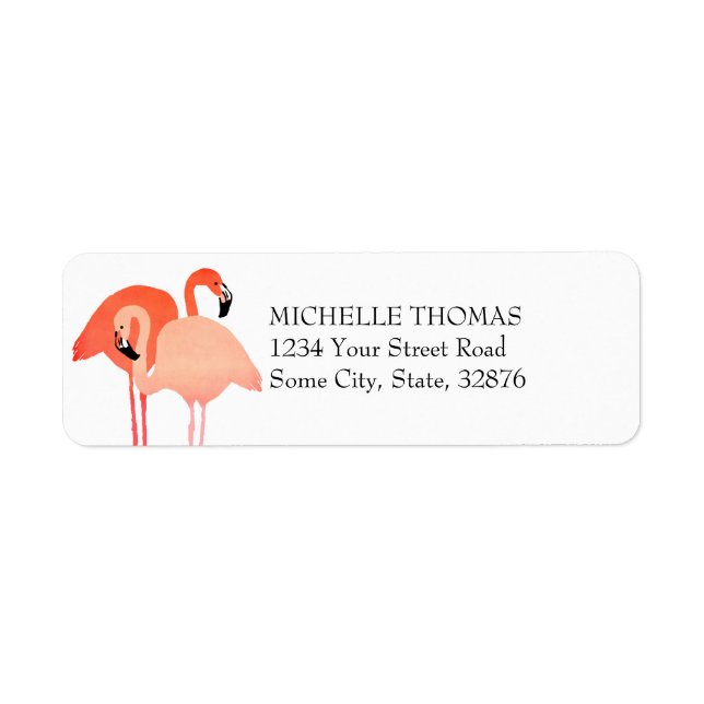 Pink Flamingos Beach Wedding Return Address (Front)