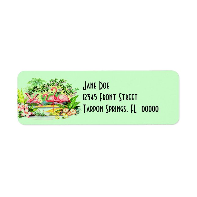 Pink Flamingos Birds Vintage Style Address Labels (Front)
