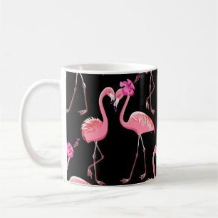 Pink Flamingos: Black Background Vintage Coffee Mug