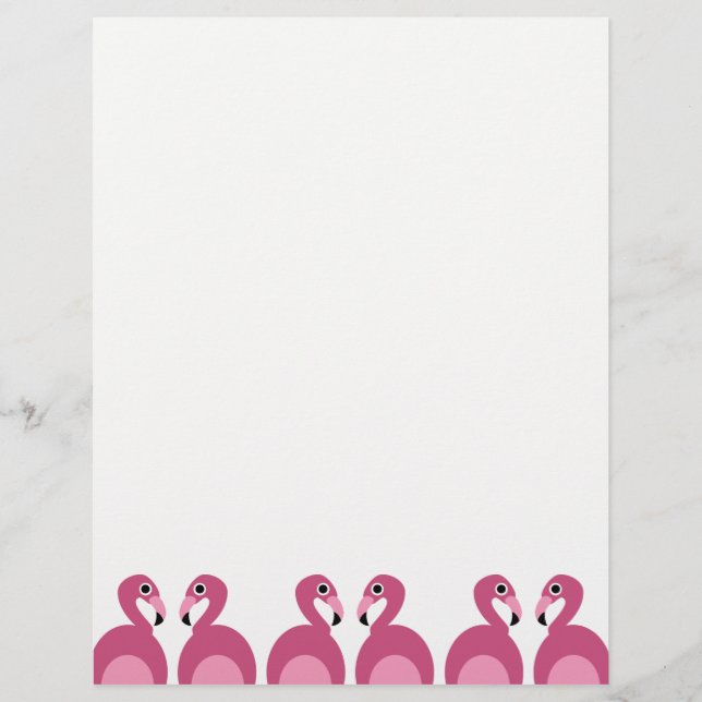 Pink Flamingos Border - Letterhead Stationery (Front)