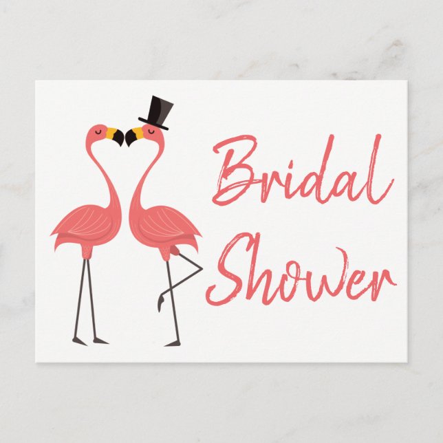 Pink Flamingos  Bridal Shower Tropical Summer Luau Invitation Postcard (Front)