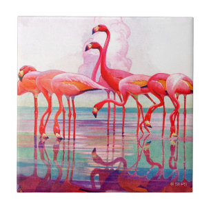 Pink Flamingos by Francis Lee Jaques Tile