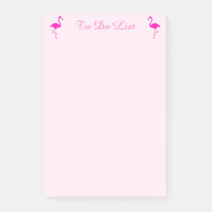 Pink flamingos & calligraphy on light rose gold post-it notes