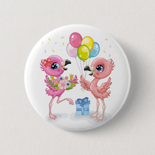 Pink Flamingo's Celebration 2 Inch Round Button