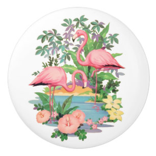 Pink Flamingos Ceramic Drawer or Cabinet Knob