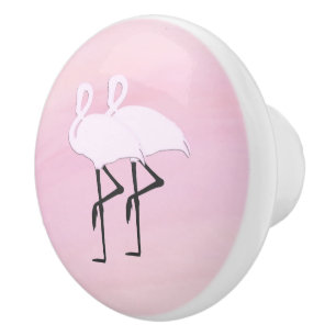 Pink Flamingos Ceramic Knob