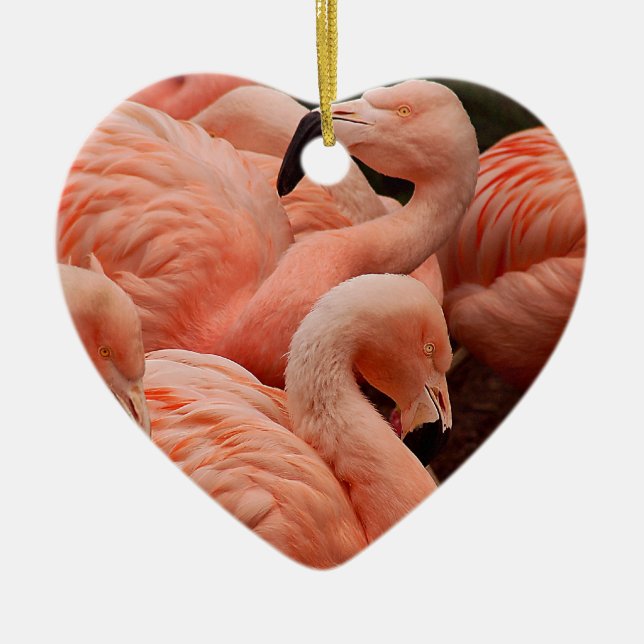Pink flamingos ceramic ornament (Front)