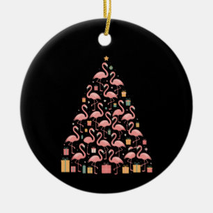 Pink Flamingos Christmas Tree Holiday Festive Xmas Ceramic Ornament