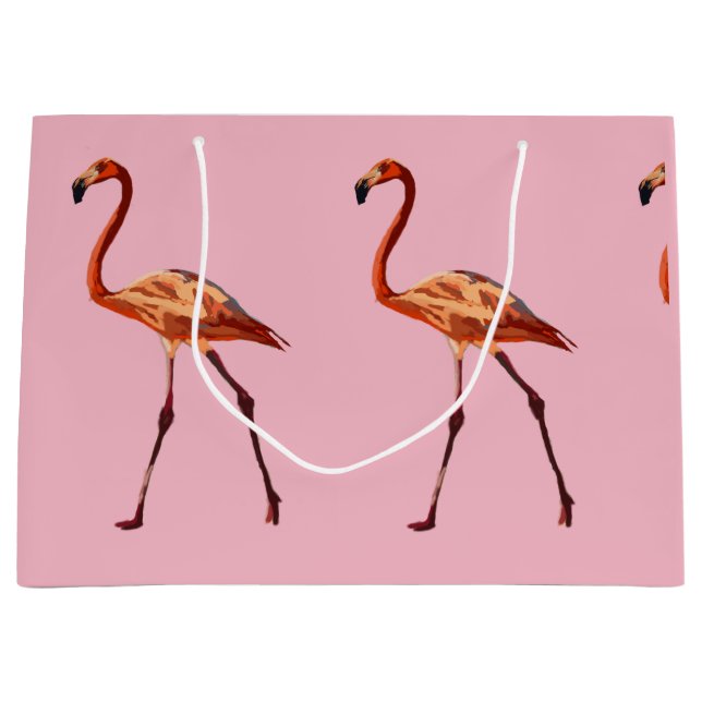 Pink Flamingos Custom Gift Bag - Large, Glossy (Front)