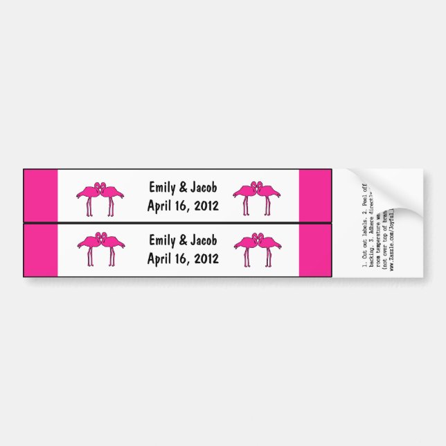 Pink Flamingos Custom Water Bottle Labels (Front)