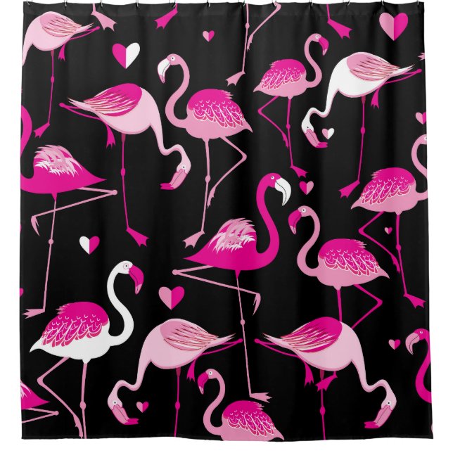 Pink flamingos, dark seamless pattern. (Front)