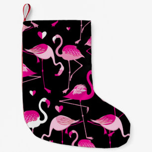 Pink flamingos, dark seamless pattern. small christmas stocking