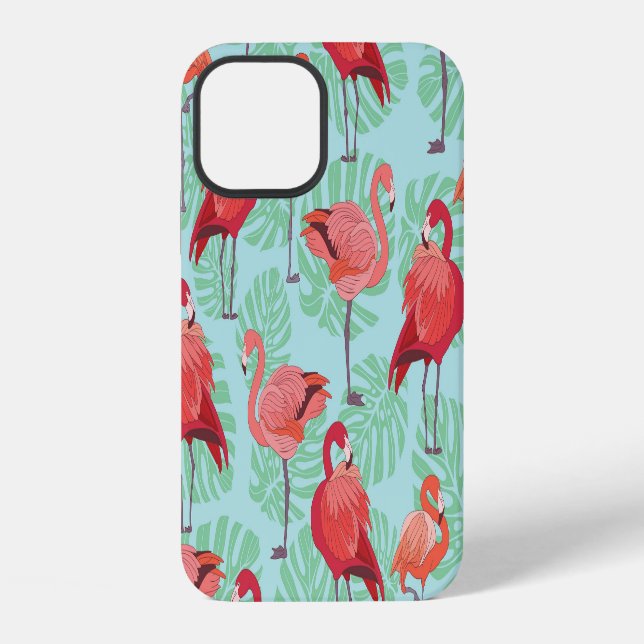 Pink Flamingos: Exotic Seamless Pattern. iPhone Case (Back)