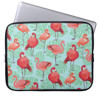 Pink Flamingos: Exotic Seamless Pattern. Laptop Sleeve