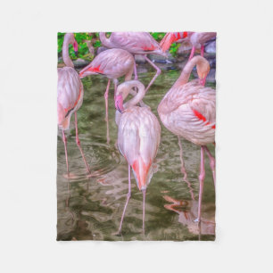 Pink Flamingos Fleece Blanket