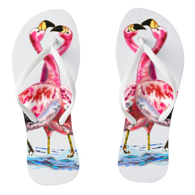 Pink Flamingos Flip Flops - Your Colour (Footbed)