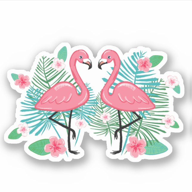 Pink Flamingos & Flowers (Front)