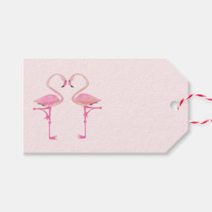 Pink flamingos gift tag