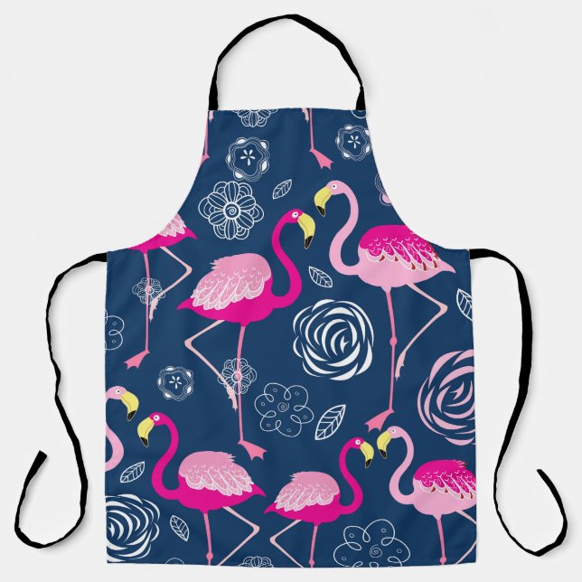 Pink Flamingos: Graphic Dark Pattern Apron (Front)