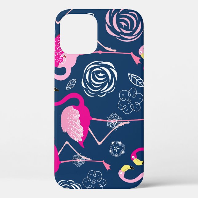 Pink Flamingos: Graphic Dark Pattern Case-Mate iPhone Case (Back)