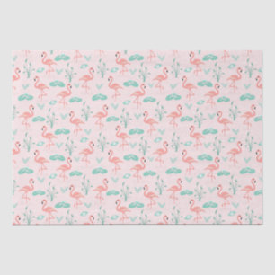Pink Flamingos Green Palm Leaves Tropical Tissue Paper