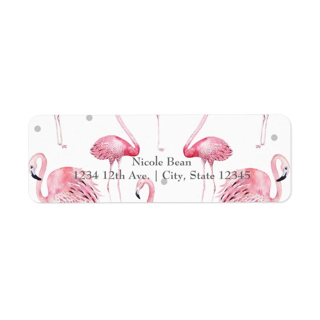 Pink Flamingos Grey Polka Dots Chic Invitation (Front)
