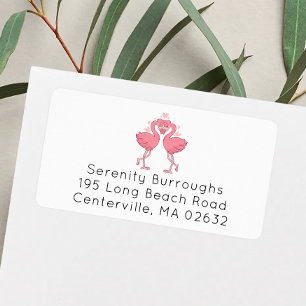Pink Flamingos Hawaiian Tropical Beach Wedding Label