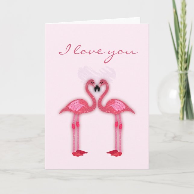 pink flamingos in love papershop card (Front)