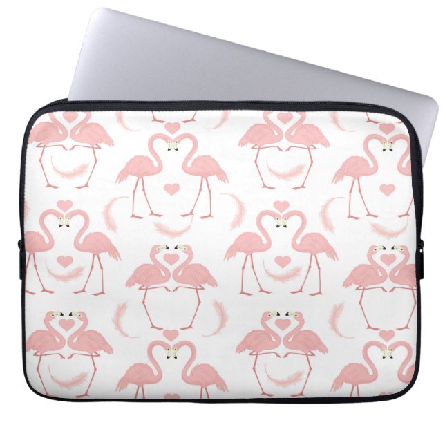 Pink Flamingos in Love Pattern Laptop Sleeve (Front)
