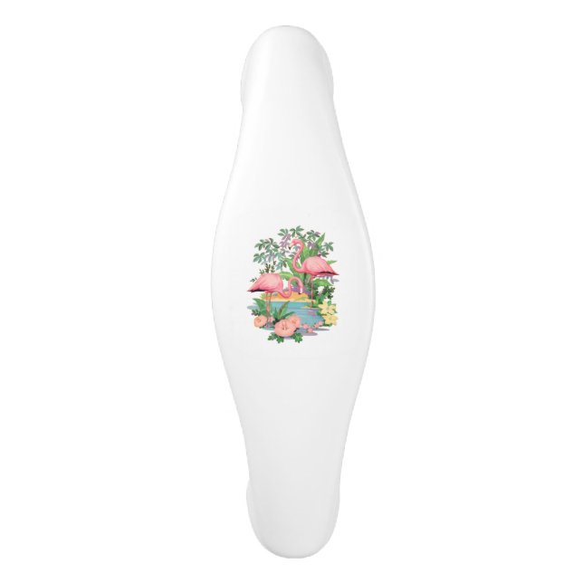 Pink Flamingos in Paradise Ceramic Cabinet Pull (Front)