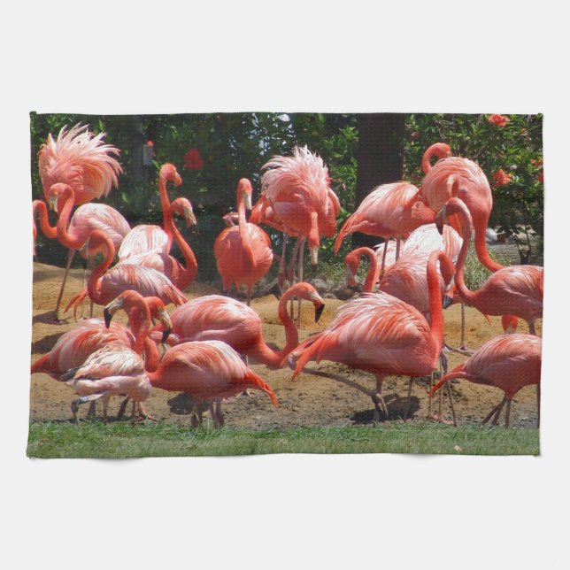 Pink Flamingos Kitchen Towel (Horizontal)