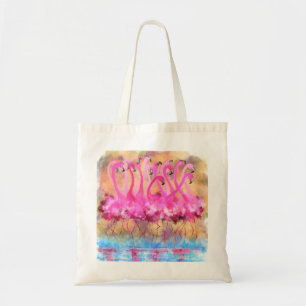 Pink Flamingos Love Dance - Original Art Painting Tote Bag