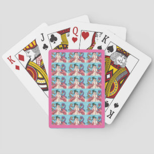 PINK FLAMINGOS MAKE SNOWMAN, FUNNY CHRISTMAS BIRDS PLAYING CARDS