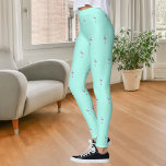 Pink flamingos mint green leggings<br><div class="desc">Mint green background decorated with a pink flamingo pattern.</div>