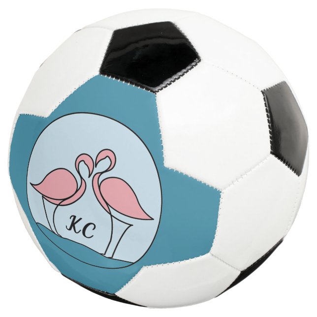 Pink Flamingos Monogram Art, or Photo Soccer Ball (Three Quarter)
