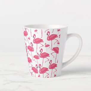 Pink Flamingos On White Background Latte Mug